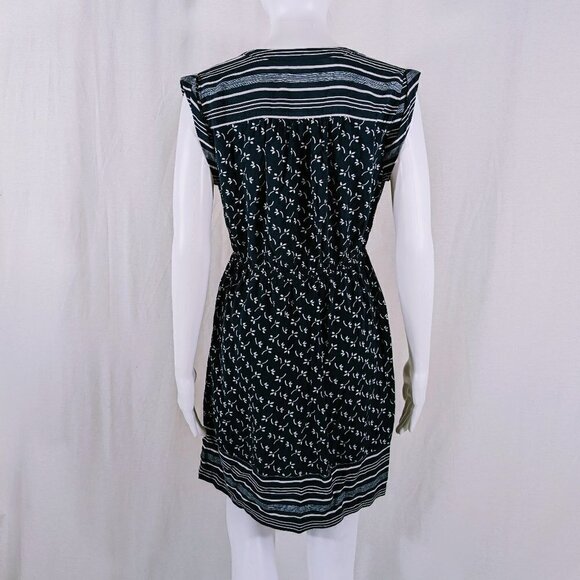 Loft Outlet Navy and White Floral Striped Dress Women's Size Small Petite SP - Picture 2 of 5